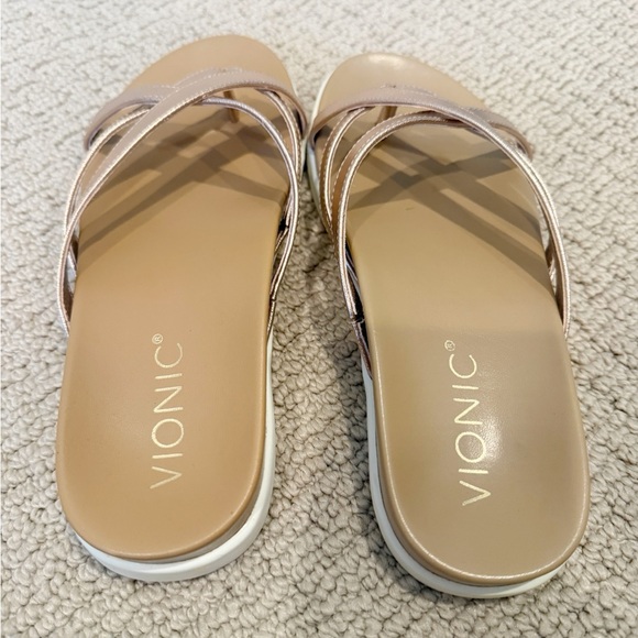 VIONIC Daisy Metallic Sandal Slides in Rose Gold‎ Leather size 6.5 - Picture 3 of 9
